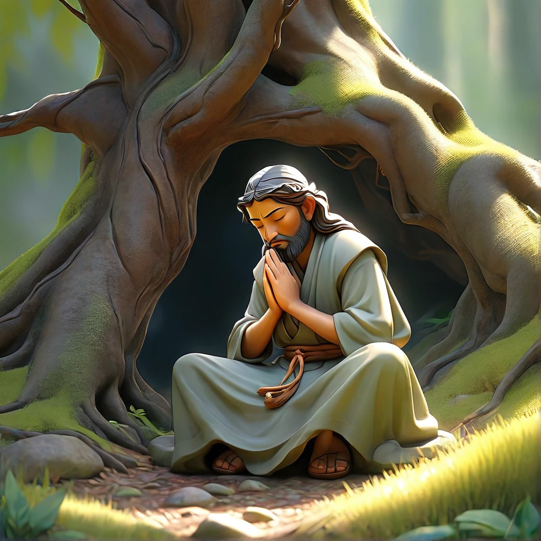 Sob a serene glass, on a peaceful day, the mountain person kneels, in voracious prayer. Bible in hands, words of light, Seek the comfort that faith always translates. The shadow of the tree, shelter and refreshment, A sacred encounter, an ethereal moment. With eyes closed and heart open, Pray fervently, search for the right path. Every leaf that falls, a divine whisper, Guiding your words, showing the destination. On sacred ground, your soul surrenders, To God omnipresent, his life he extends. under the tree, symbol of life and shelter, the mountain person and his faith, in an old dialogue. kneeling in prayer, his strength he renews..
