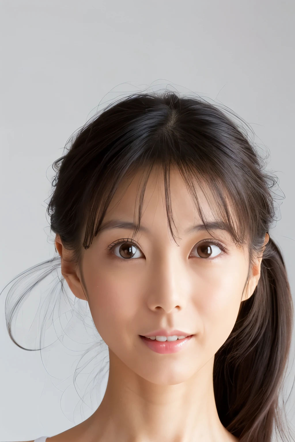 (High reality photograph, high resolusion), Skinny Japanese lady, 30 years old, cute face, detailed face, detailed eyes, various hair style, skinny figure, correct body anatomy, ((looking straight ahead)), facing the camera directly, single photo, a photo captured the best moment expressing the beauty and brains, ((with simple background))