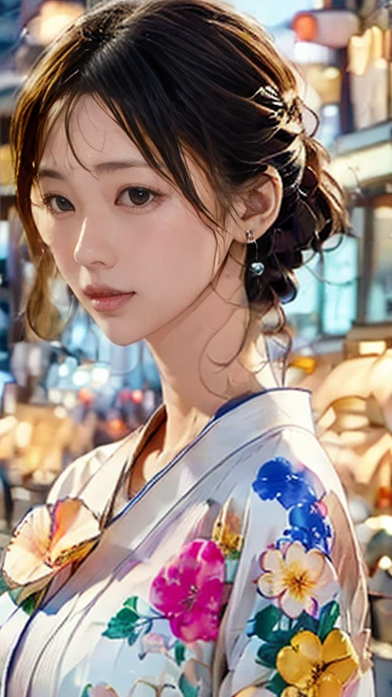 (8K, Highest quality, masterpiece:1.2),(Highest quality:1.0), (Ultra-high resolution:1.0), An illustration,Real Beauty, shoulder, Hair Ribbon, Agnes Cecil, Half Body Portrait, Super bright design, pastel colour, (ink:1.3),