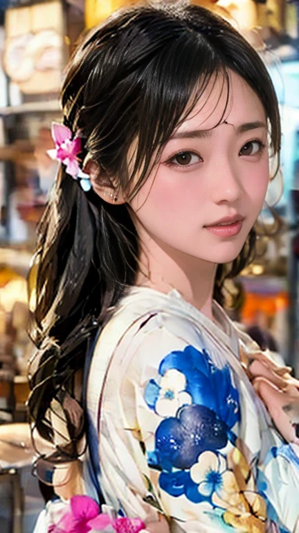 (8K, Highest quality, masterpiece:1.2),(Highest quality:1.0), (Ultra-high resolution:1.0), An illustration,Real Beauty, shoulder, Hair Ribbon, Agnes Cecil, Half Body Portrait, Super bright design, pastel colour, (ink:1.3),