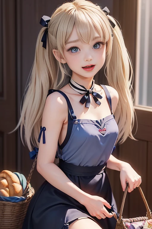 (perky chest:1.2), (pointed chest:1.2),(((Black Tunic:1.3))),(((cakes and bread in the basket),Cute and beautiful girl,Cute round face,Cute smile,with blush cheeks,Red Lip,a girl 22 years old, nsfw:1.2, beautiful body:1.3), shinny skin, BREAK, ((alice in the wonderland:1.3, cute, kawaii, lovely, funny, a girl falling down from sky:1.3, girl flying in sky:1.2, girl floating in air:1.3, rolling upskirt by wind:1.5, (with sparkling eyes and a contagious smile),open mouth, Looking at Viewer, surprised, putting hands on crotch over the skirts:1.35)), BREAK, ((floating things as follows:1.3, PlayingCards, Trump, tea cup, tea pot, tea spoons, pocket watch:1.3, lip sticks, candies:1.2, cookies, jam bottles, classical door_keys)), ((long purply_Blue dress :1.5, wearing long flaired skirt:1.3, the skirt is blowing:1.3, cute White Apron, black stockingedium long platinum-blonde hair:1.2, twin tail hair:1.6, tied hair with a cute ribbon), (Blue eyes, bright pupils with highlights, detailed eyes), (lying down on your back:0.7, spreading legs with rising up straight:0.7), sexy posture, fantastic colorful art, (fantasy art:1.2, wondered images), ((correct anatomy:1.5, perfect anatomy:1.3, correct hand, )),
