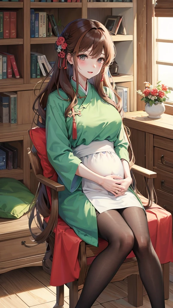 绝代夜满月1女China风姐妹御姐微笑棕发Princess剪麻花辫双丸浅粉红唇, calm, Intellectuals, Zhongfa, Green Student, hairpin, Peach Blossom, red clothes easter, best quality, Married woman， aldult, China人, China, elder sister,   hairpin，Brown hair, Princess，Full of motherly love，purely，blush，Passionate，Mother，Mature，Beautifully，wife，Pantyhose，Shy，Happy，Lovely，发hairpin，Double tail，，pregnancy