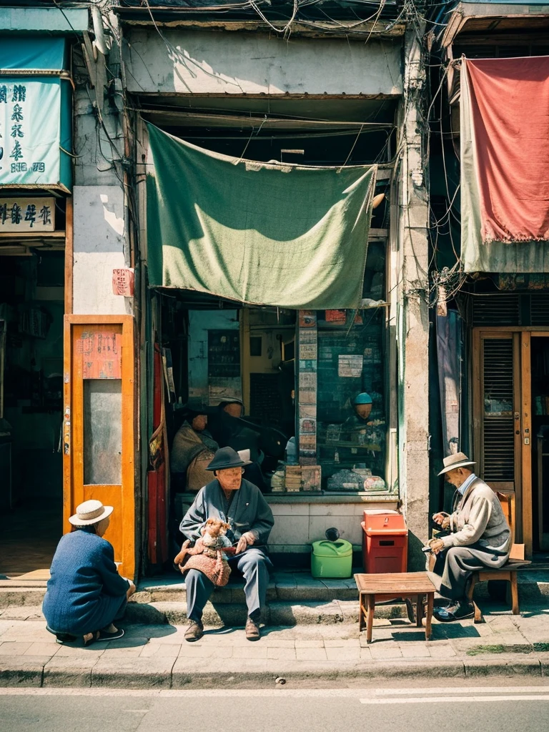 The background is expressed with a surrealistic Taiwanese old street.,前景用兩個老人One man and one woman在自己家裡面做自己的事,Looks very lonely,There is a dog in the middle playing with his toys,Such a scene can give people a profound sense of loneliness,At the same time, it also has a touch of nostalgia and warmth. The background is a surreal old street in Taiwan.,The buildings on both sides of the street retain their ancient features,But under the influence of surrealism,The shapes and colors of these buildings are a bit strange,For example, the colors are too bright、slightly distorted shape,Or there are some elements that are unrealistic.,Like a floating lantern or a curved street lamp。
There are two elderly people at home in the foreground,One man and one woman,The two of them sat opposite each other。The postures and expressions of the old people look very ,Maybe knitting、smoke、Or just sit quietly in a daze,But they look like they're living in their own worlds。
among them,There is a dog playing with its toys。The dog's posture is lively and attentive,In sharp contrast to the silent atmosphere around。The dog's presence seems to bring a touch of life and vitality to this slightly bleak scene,But it also strengthened the loneliness of the two elderly people.,Because they didn't participate in the dog's play。
This image can evoke the viewer's feelings about loneliness、Thoughts on the passage of time and relationships。