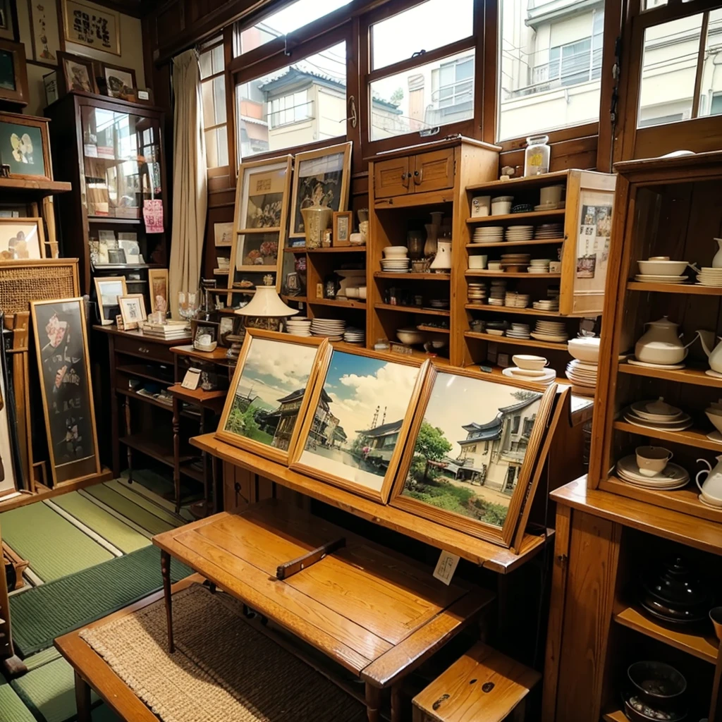 An old, Showa-era retro shop、Japanese residential area、Creepy Antiques Shop、over the counter