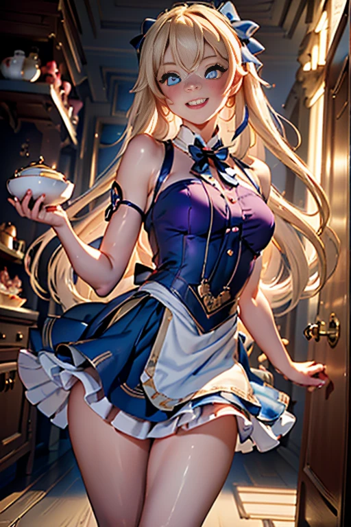 (perky chest:1.2), (pointed chest:1.2),(((Black Tunic:1.3))),(((cakes and bread in the basket),Cute and beautiful girl,Cute round face,Cute smile,with blush cheeks,Red Lip,a girl 22 years old, nsfw:1.2, beautiful body:1.3), shinny skin, BREAK, ((alice in the wonderland:1.3, cute, kawaii, lovely, funny, a girl falling down from sky:1.3, girl flying in sky:1.2, girl floating in air:1.3, rolling upskirt by wind:1.5, (with sparkling eyes and a contagious smile),open mouth, Looking at Viewer, surprised, putting hands on crotch over the skirts:1.35)), BREAK, ((floating things as follows:1.3, PlayingCards, Trump, tea cup, tea pot, tea spoons, pocket watch:1.3, lip sticks, candies:1.2, cookies, jam bottles, classical door_keys)), ((long purply_Blue dress :1.5, wearing long flaired skirt:1.3, the skirt is blowing:1.3, cute White Apron, black stockingedium long platinum-blonde hair:1.2, twin tail hair:1.6, tied hair with a cute ribbon), (Blue eyes, bright pupils with highlights, detailed eyes), (lying down on your back:0.7, spreading legs with rising up straight:0.7), sexy posture, fantastic colorful art, (fantasy art:1.2, wondered images), ((correct anatomy:1.5, perfect anatomy:1.3, correct hand, )),
