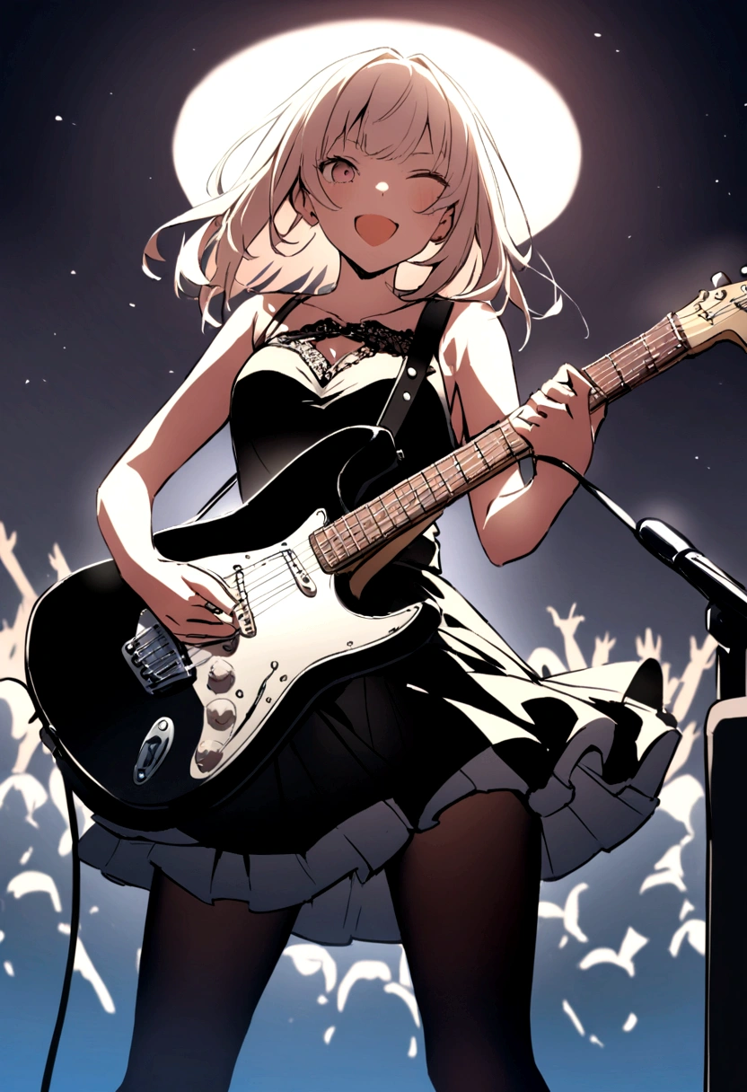 Kyoto Animation、6 strings、There are six pegs、high school girl、Electric guitar、Fender Stratocaster、Big Stage、front