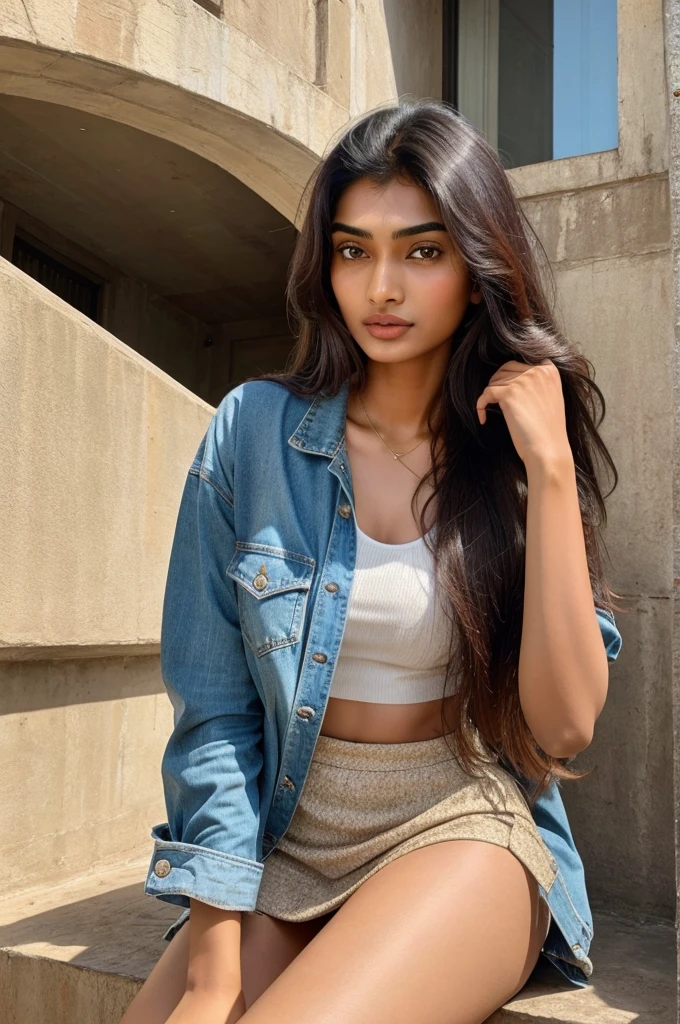 Combine athiya shetty and Moni Roy looks and create Indian age girl