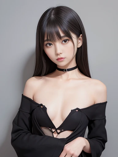 Japanese female, a lot of details, (underweight), 30 years old, detailed black hair, beautiful detailed hair, super fucking beautiful, delicate beautiful face, complex details beautiful and delicate eyes, perfect hands, (flat chest best quality:1.5), perfect and delicate limbs, detailed skin, best quality, ultra-detailed,yor_briar, spy x family, alternate costume, bangs, black hair, cream dress, red eyes, black choker,