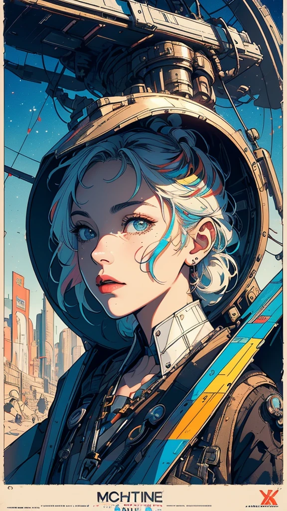 (((masterpiece, highest quality))),(((solo:1.2))),(((1girl:1.2))),32k wallpaper, very detailed, poster, vintage science fiction,(((((geometric cinematic movie poster))))), (bauhaus), shape,(((abstract))),(mid century modern),movie poster,(((((portfolio))))),(((((Close-up))))),(((((bust up))))),((((more various angle)))),(((highlight))),Vast landscape,((((heterochromia)))),(((complete. detailed face))),(((Extremely talented))),(((most complecated machine))),((Overall colorfully))(((text))),(((typography))),(((sentence))),(((Label))),(detailed movie poster),(((((most complicated machine))))),(((genius mechanic))),
