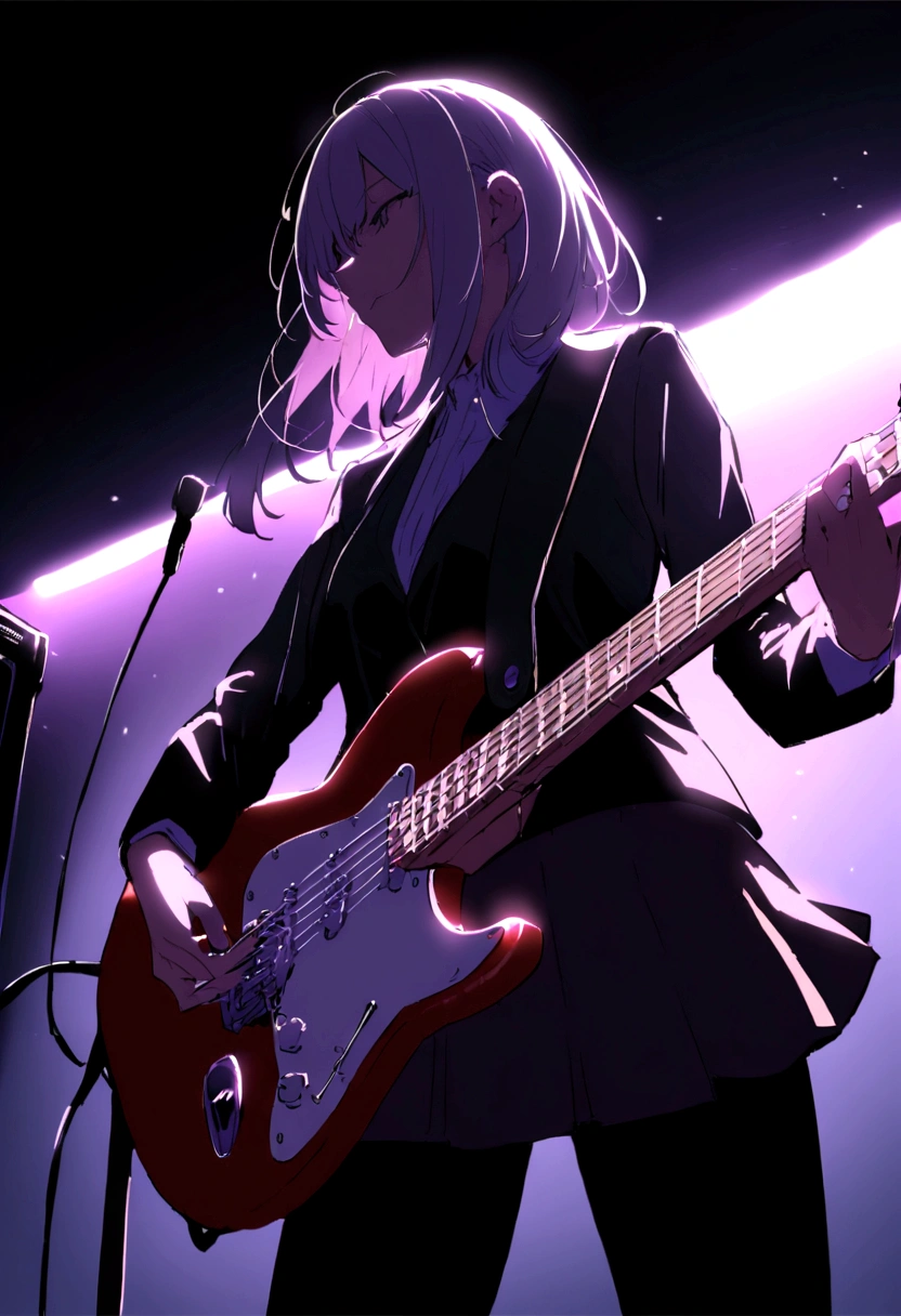 Kyoto Animation、6 strings、There are six pegs、high school girl、Electric guitar、Fender Stratocaster、Big Stage、front