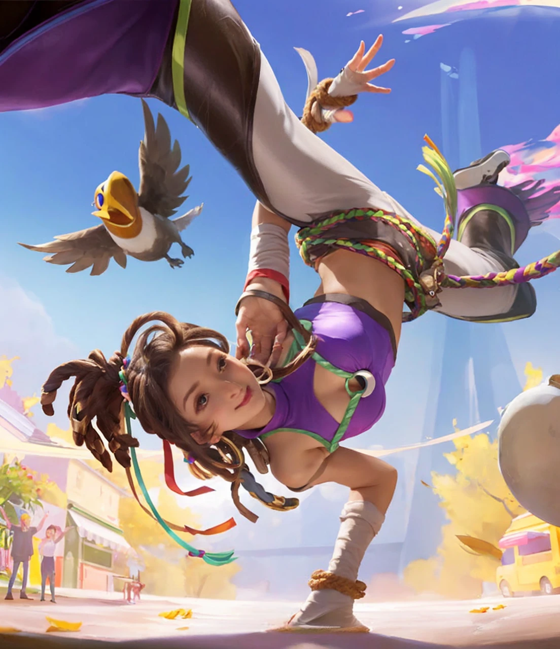 finely detail, hight resolution, hightquality、Perfect dynamic composition, Beautiful detailed eyes, Medium Hair, 、Natural Color Lip,Kamimei、Blouses and flared skirts、20 years girl、1 persons、Transparent skin、Glowing hair、masutepiece, Best Quality, Illustration, Ultra-detailed, finely detail, hight resolution, 8K、The correct state of the human body、Crouch down、pretty pose,dishevled hair,beauty legs,Perfect beautiful face,KPOP Idol Face,Anatomically correct condition (make sad face)