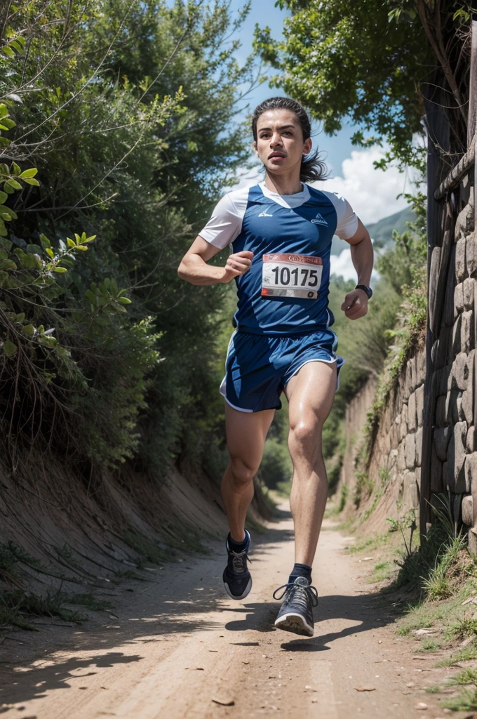 Runner in running in a very difficult place