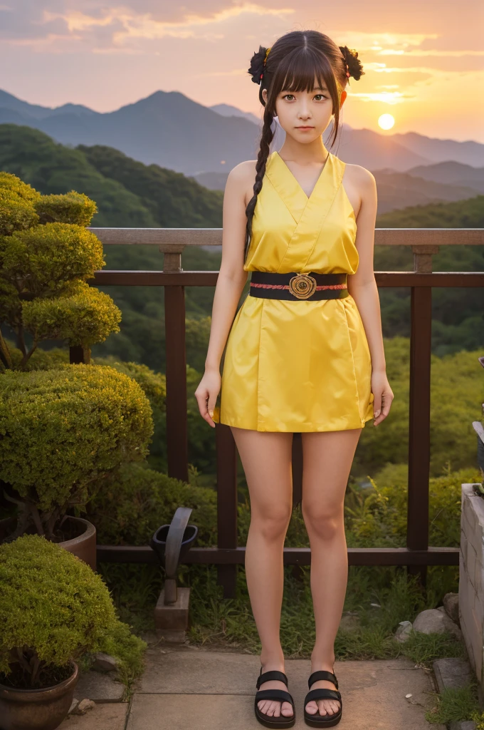Genshin Impact,Evening Shrine,valley,Thighs,Sarashi,Yellow Eyes