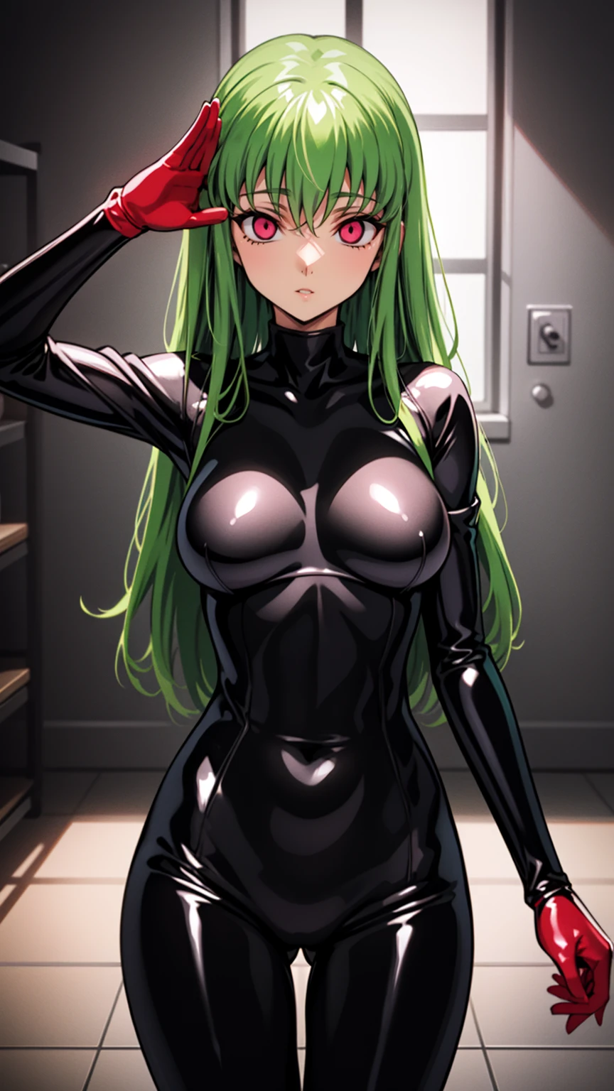 1 female,Browsing Caution, ((stand up and salute)),(((Black latex tight bodysuit))),c.c. ,s2outfit, Removable sleeves ,clavicle,Absurd, Hollow Eyes, ((Big Tits 1.8)),((Hypnosis,Mind control,Expressionless,Emotion control Device)), ((Eyes Wide Open)),(The pupils constrict,Glowing purple eyes,Hollow Eyes),(indoor,Nightclub),Full body image, brainwashing,Hollow Eyes), (Highest quality、4K、8K、High resolution、Must have:1.2)、Very detailed、(reality、reality、reality:1.37)、Ticker、Hyper HD、Studio Lighting、Ultra-precise Paint、Sharp focus、Physically Based Rendering、Very detailed、Professional specifications、Vibrancy and color、Blurred、Sports portrait、landscape、Horror Style、Anime Big 、sf、photograph、concept Artist、Five Fingers, Perfect body, {{{masterpiece}}}, {{{Highest quality}}}, {{Very detailed}}, {shape}, {{Very delicate and beautiful}},Improved cost performance、All Roles、canon 5D MK4でphotograph、photograph,