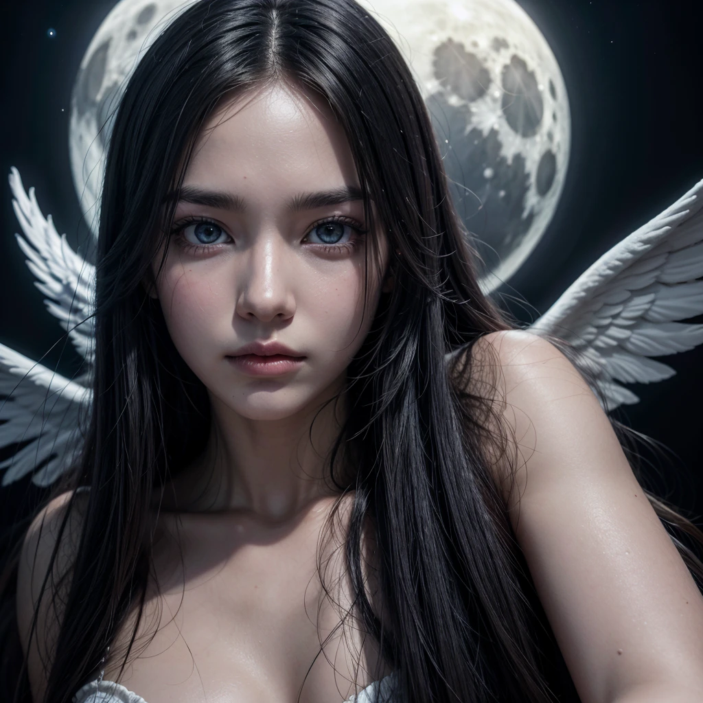 ego death, moon, eyes, angel, dark