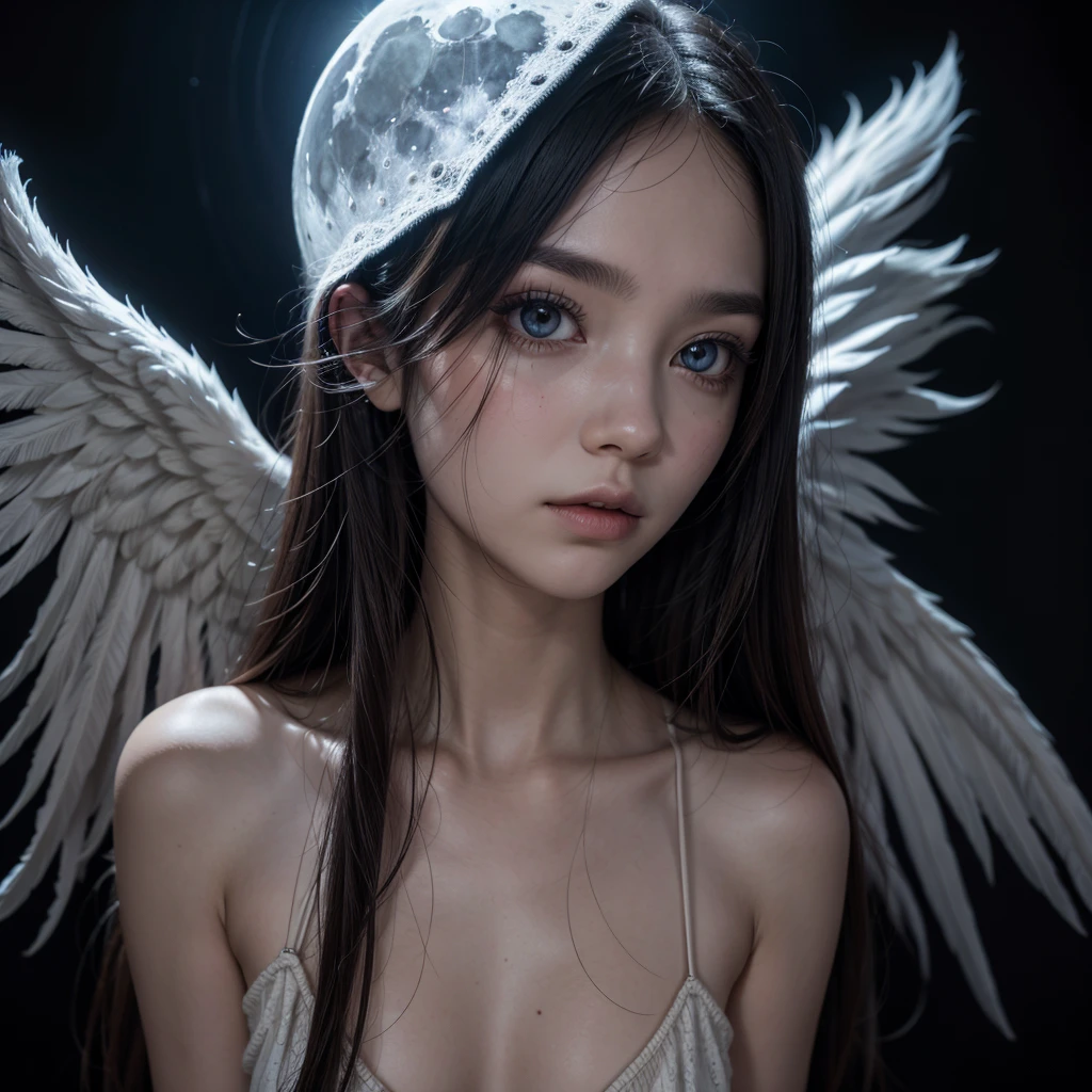 ego death, moon, eyes, angel, dark