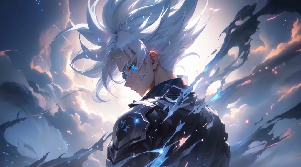 anime character with white hair and blue eyes standing in front of a sky, badass anime 8 k, 4 k manga wallpaper, anime art wallpaper 4 k, anime art wallpaper 4k, 4k anime wallpaper, best anime 4k konachan wallpaper, anime epic artwork, anime art wallpaper 8 k, detailed digital anime art, anime wallpaper 4 k, anime wallpaper 4k