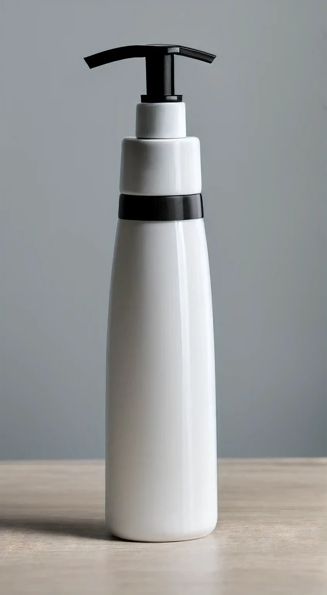Product photo of one white lotion bottle with a black cap