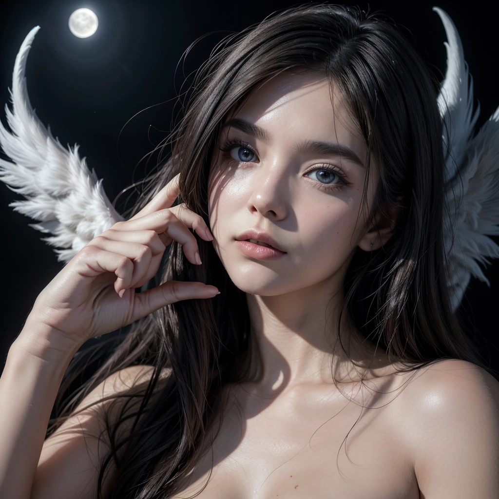 ego death, moon, eyes, angel, dark, logo band