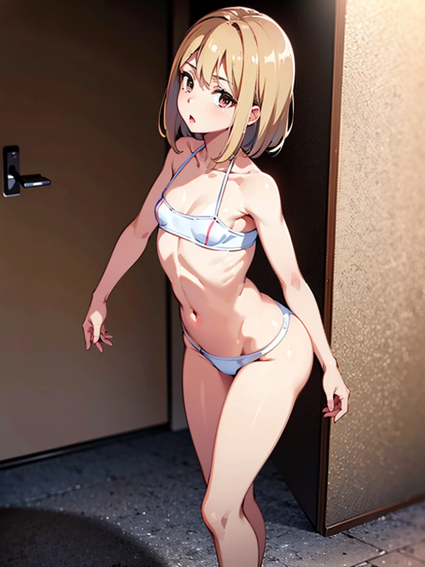 European 40 year old milfs with blonde and brown hair, best quality:1.4), (Ultra-high resolution:1.2), (8K, RAW 照,flat chest。Small Breasts