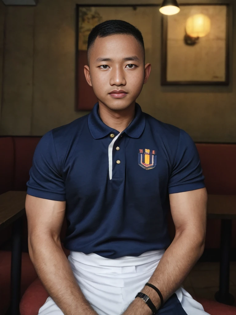 独奏: 1.5, (As a matter of fact, Masterpiece, 8k HD, good light quality, sportswear, fit the face, complicated details), A handsome, muscular young Korean man. , 20 years old, be happy, smile brightly, detailed face, delicate eyes, มองดูsky, Wear a navy tight T-shirt.:1.6, period, black eyes, Black hair color, ผมsmooth, smooth, outdoor sports, Along the garden, Sunny,sky，Surreal，Awesome details，Highest quality，real，Open your mouth to talk. , Close your eyes.