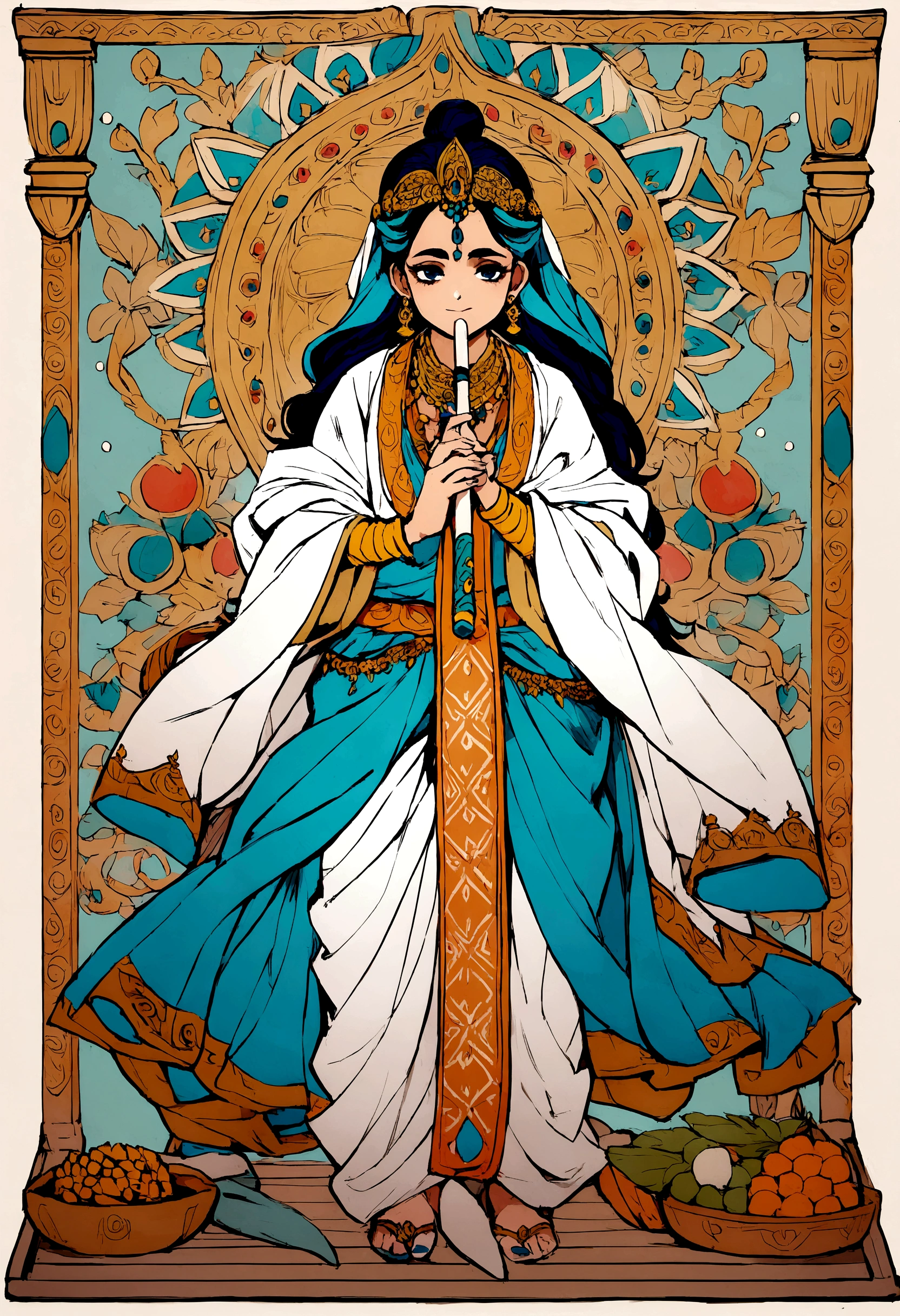 Hindu god shri krishna with flute