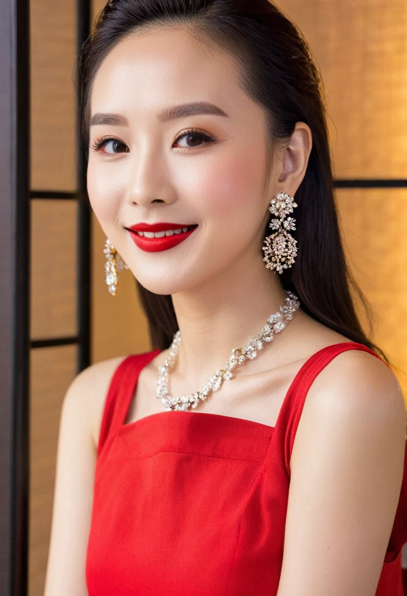 Asia Gal 20th Generation Earrings necklace smile Tokyo Beauty Red lipstick