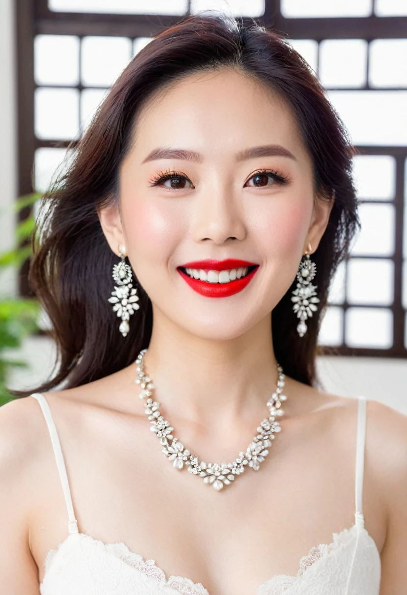 Asia Gal 20th Generation Earrings necklace smile Tokyo Beauty Red lipstick