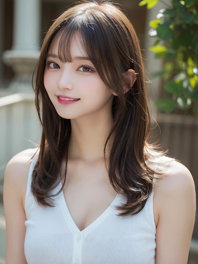 masutepiece, Best Quality, Illustration, Ultra-detailed, finely detail, hight resolution, 8K Wallpaper, Perfect dynamic composition, Beautiful detailed eyes, doress,Medium Hair, mid-chest, Natural Color Lip, Random and sexy poses,Smile,Tower Mansion