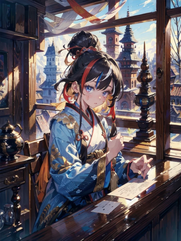 hwah jah,(streaked hair:1.2),jiangshi,, best quality , masterpiece, illustration, an extremely delicate and beautiful, extremely detailed ,CG,unity,8k wallpaper, Amazing, finely detail, masterpiece, best quality,official art,extremely detailed CG unity 8k wallpaper,absurdres, incredibly absurdres, huge filesize , ultra-detailed, highres, extremely detailed,beautiful detailed girl, extremely detailed eyes and face, beautiful detailed eyes,light on face,