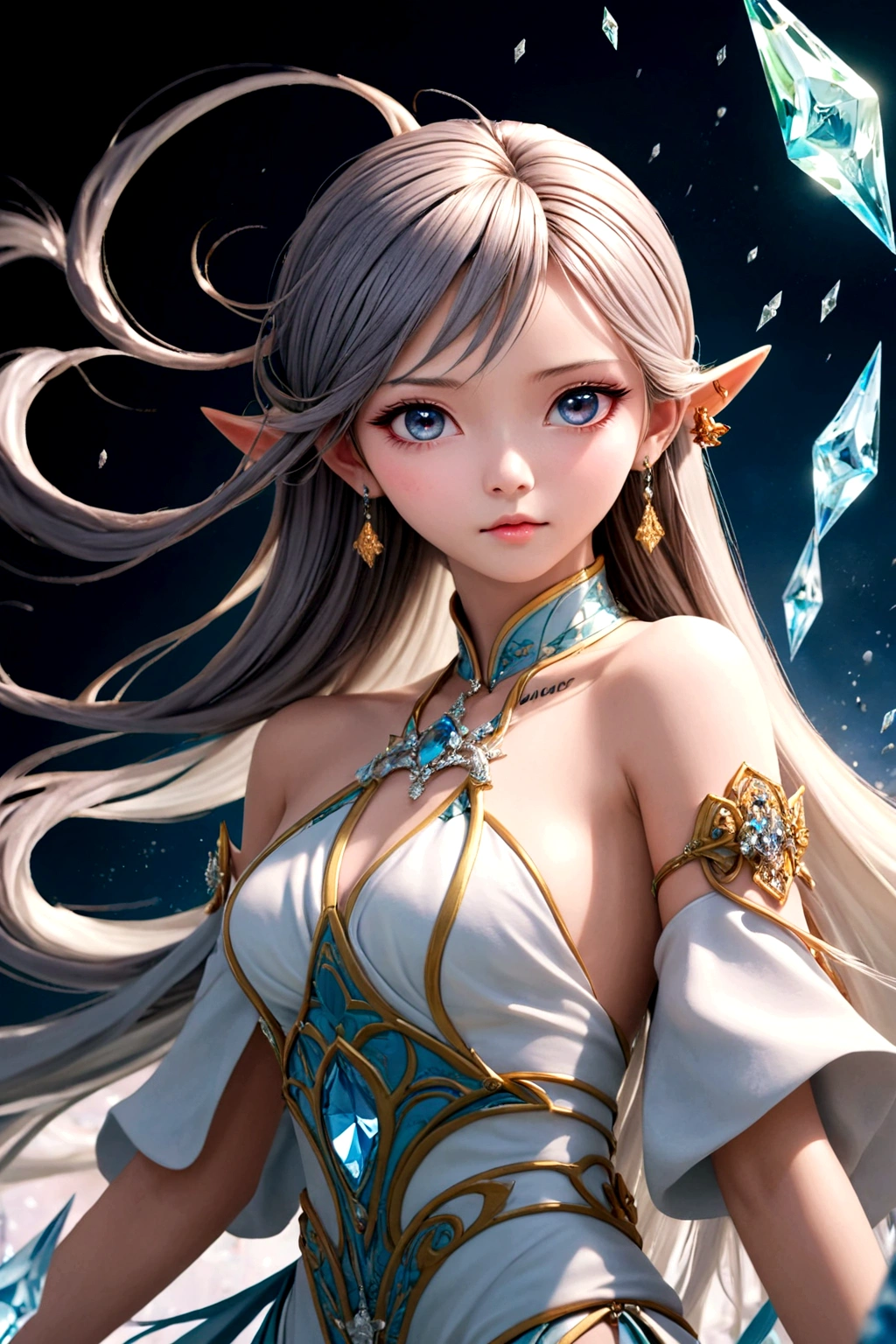 Close-up of a woman in a red dress and gold jewelry，Royal Sister，Superb beauty，a queen，Beautiful and elegant queen, portrait of a queen,  Xianxia, a beautiful fantasy empress, xianxia fantasy, Beautiful young wind spirit, inspired by Li Mei-shu, ((a beautiful fantasy empress)), xianxia hero, 3 d anime realistic, full-body xianxia, Smooth anime CG art