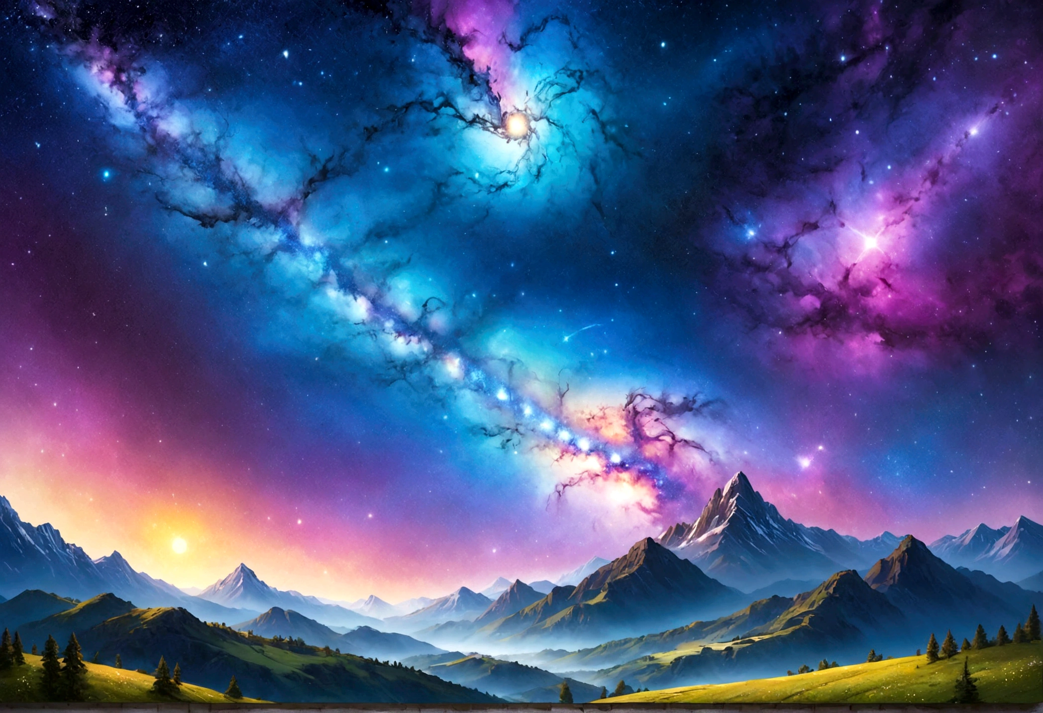 The entire galaxy,Glitter effect,Highest quality, 8K, High resolution, masterpiece:1.2, Very detailed, Realistic:1.37, High resolution, 超High resolution, Ultra-fine painting, Very detailed, Professional, Vibrant colors