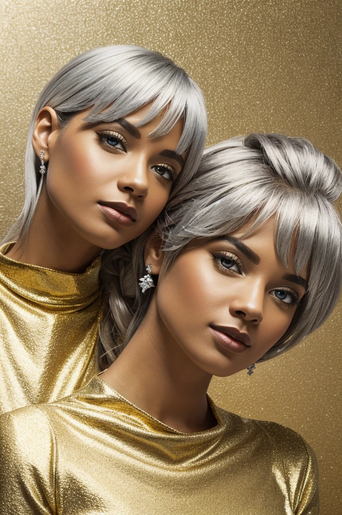 Silver diamond J and F on a gold background