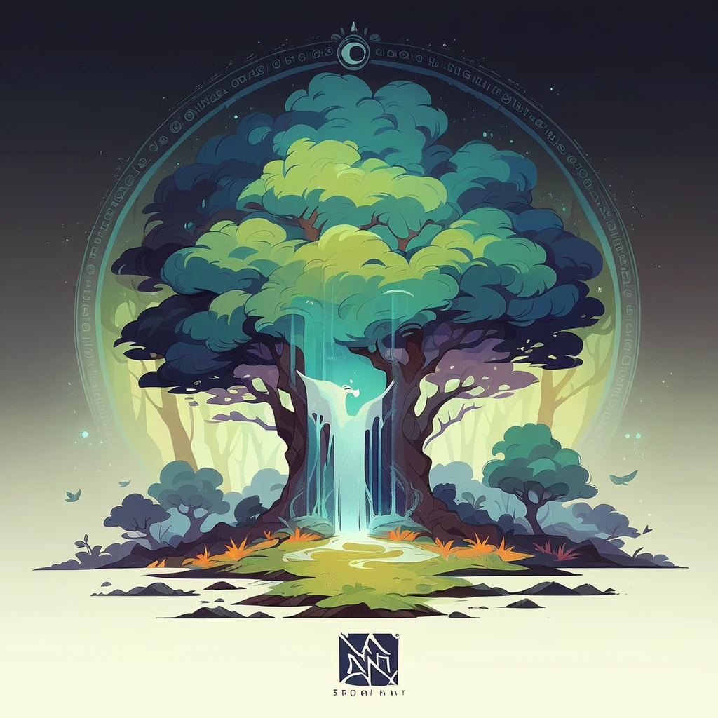 Design a logo featuring trees covered in mist. The trees should be completely white, standing out against a solid black background. The mist should be a light grey color, creating a soft, ethereal effect around the trees. Incorporate subtle Japanese texture elements into the mist to enhance the design. The overall style should be minimalistic and elegant, suitable for a logo. Ensure the design is clean and recognizable even at smaller sizes.