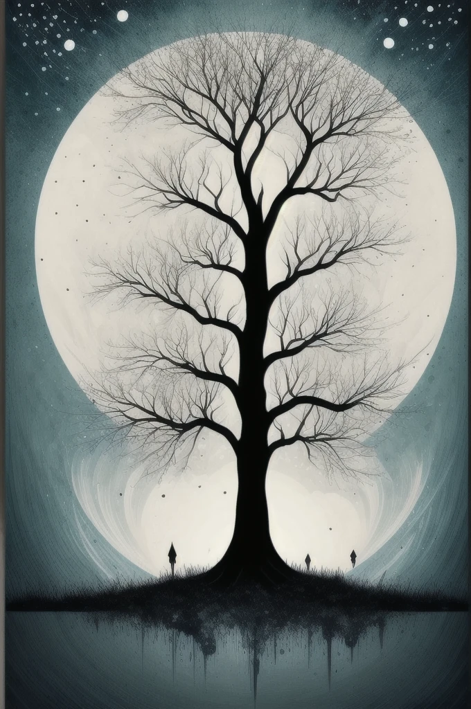Nordic tree-shaped solitaire，Flat style， abstract artistic，Graphic design，symmetry, Math, Renaissance, Oil painting, 2D canvas, highly detailed, complex, Classic paint, Black monochrome, crystals, opulent, lap, gothic ornament, Graphic design
