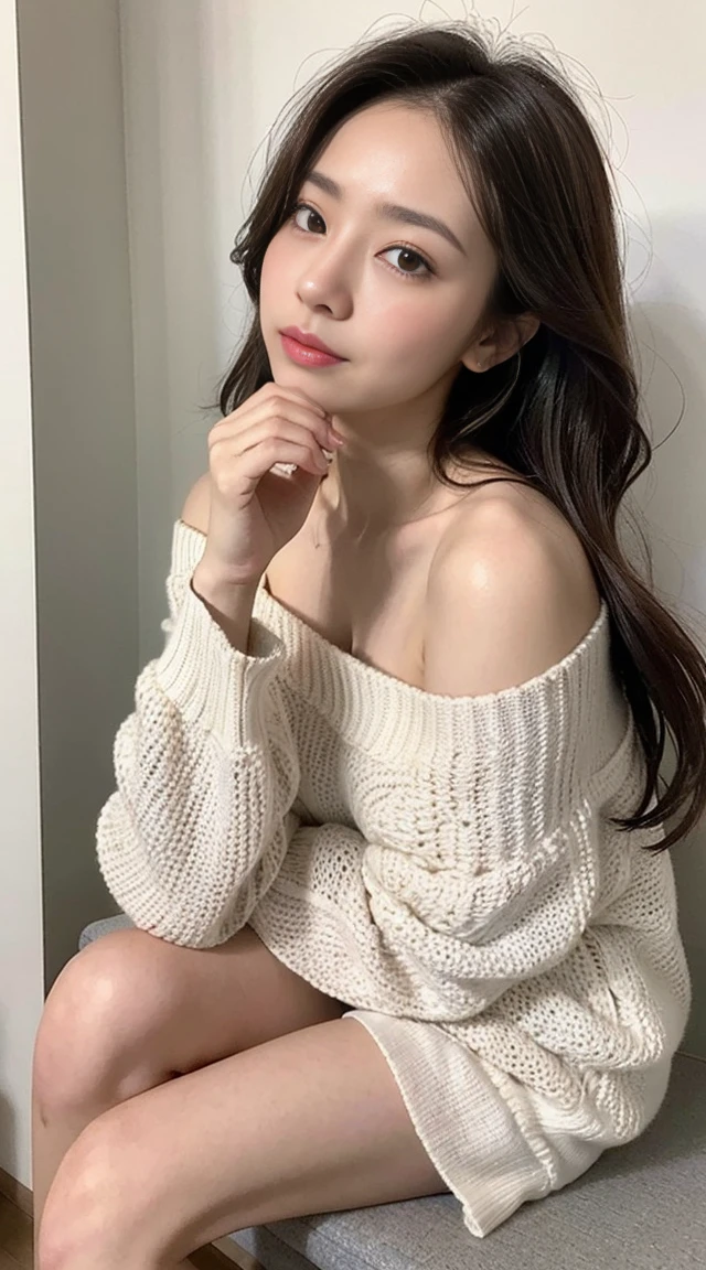 Dark brown hair、Light brown eyes、Japanese actress、 Lady、I am about 40 years old...、(Intricate details:1.2)、(Which is the top???:1.4)、 (Ultra-high resolution:1.2)、Ultra-high resolution、(Finely tuned)、(Detailed facial features)、Hmph、8K resolution、D cup size breasts、Long Hair、Bright bathroom with sunlight shining in、Large windows、Extravagant space、relax、、,Full body photo、Head to toe shot、Beautiful feet、red Off-the-shoulder knit、Beautiful feet、A refreshing room filled with sunlight、she, household items, (plant:0.8), Fashion Hub, Attention to detail, Very detailed, Realistic, Hourglass Shaped Body, Obscene pose,、、私 cry a lot、tears、person on the left、White wall、White floor、diagonally from below、Please lift your chin、Put your butt against the wall、relaxした表情、Pose of Weakness、
