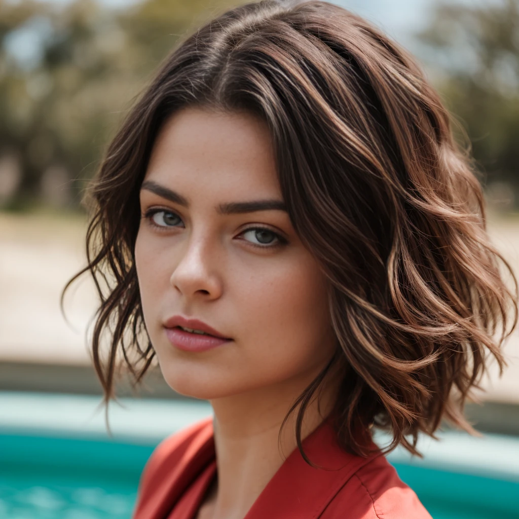 Photo d'une belle fille vêtue d'une tenue de designer comme schiapparelli, cheveux mi long ondulé chatain clair, les yeux vert, visage carré, mannequin, défile sur un podium, hyper détaillé, full body, corps entier, pose de mannequin de luxe, corps de sablier, athlétique, voluptueux, Ambiance luxueuse, Photographier, éclairage éthéré, Capturé par l'appareil photo Panavision Panaflex Platinum avec objectif sphérique Panavision Primo Primes 50 mm T1.9