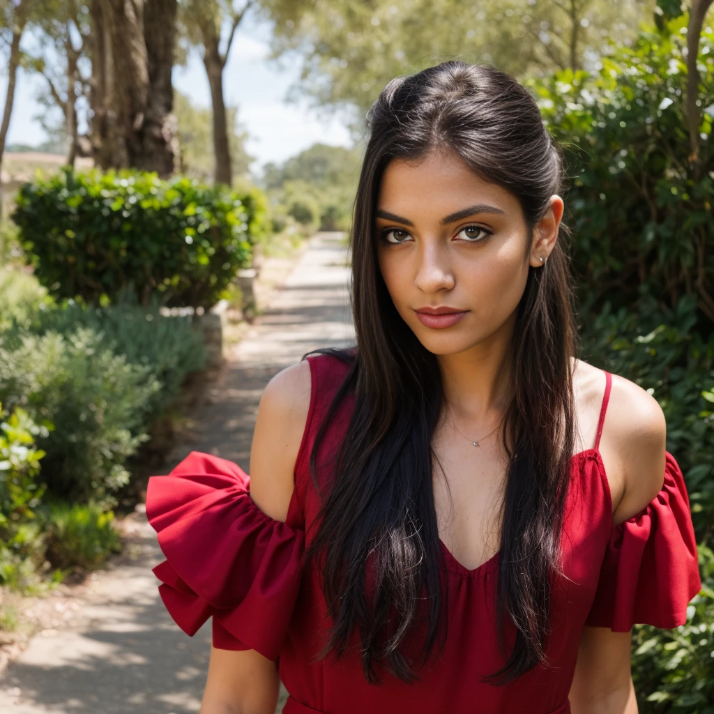 Photo d'une belle fille vêtue d'une tenue de designer comme schiapparelli, cheveux mi long ondulé chatain clair, les yeux vert, visage carré, mannequin, défile sur un podium, hyper détaillé, full body, corps entier, pose de mannequin de luxe, corps de sablier, athlétique, voluptueux, Ambiance luxueuse, Photographier, éclairage éthéré, Capturé par l'appareil photo Panavision Panaflex Platinum avec objectif sphérique Panavision Primo Primes 50 mm T1.9