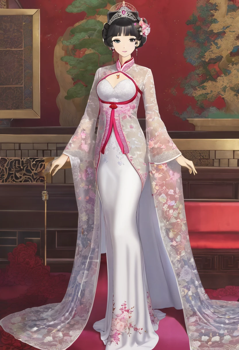 British Royal Prostitute、Obscene Ao Dai made of lace、pose、8th life、Anime Photo
