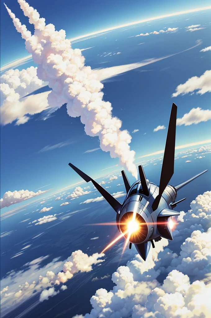 Rocket flying thru clouds
