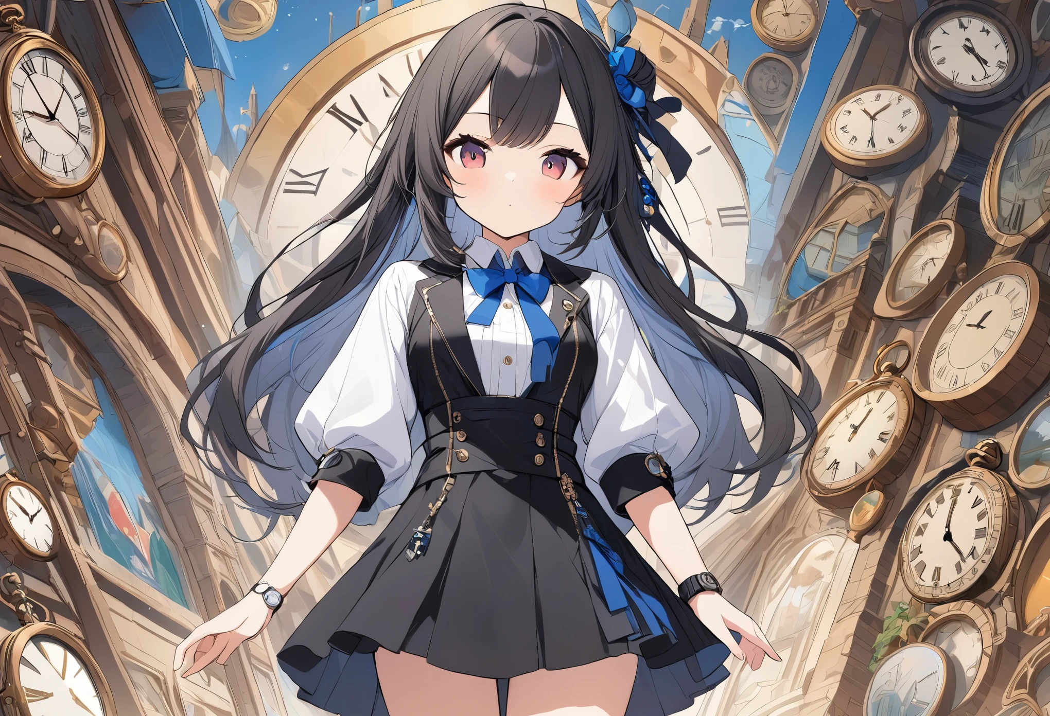 (Ultra high detail:1.2),(Highest quality:1.2),(number々Awards for:1.4),(Very absurd:1.4),(Girl in the watch:1.3),Various clock backgrounds,Fantasy World、Hair color is random、Hairstyle is random、Cute picture,One Girl
