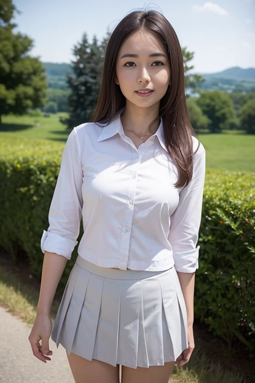 (masterpiece:1.2, top-quality), (realistic, photorealistic:1.4), beautiful illustration, (natural side lighting, movie lighting), nsfw,
looking at viewer, 1 girl, japanese, high school girl, perfect face, cute and symmetrical face, shiny skin,
(long hair:1.5, straight hair:1.4, grey hair), hair between eyes, purple eyes, glowing eyes, big eyes, long eye lasher, (medium breasts), slender,
beautiful hair, beautiful face, beautiful detailed eyes, beautiful clavicle, beautiful body, beautiful chest, beautiful thigh, beautiful legs, beautiful fingers,
((JP , white collared shirts, navy pleated mini skirt)),
(beautiful scenery), evening, (school),, standing, (lovely smile, upper eyes), Beautiful Russian woman、Blonde、Big eyes、Thighs、