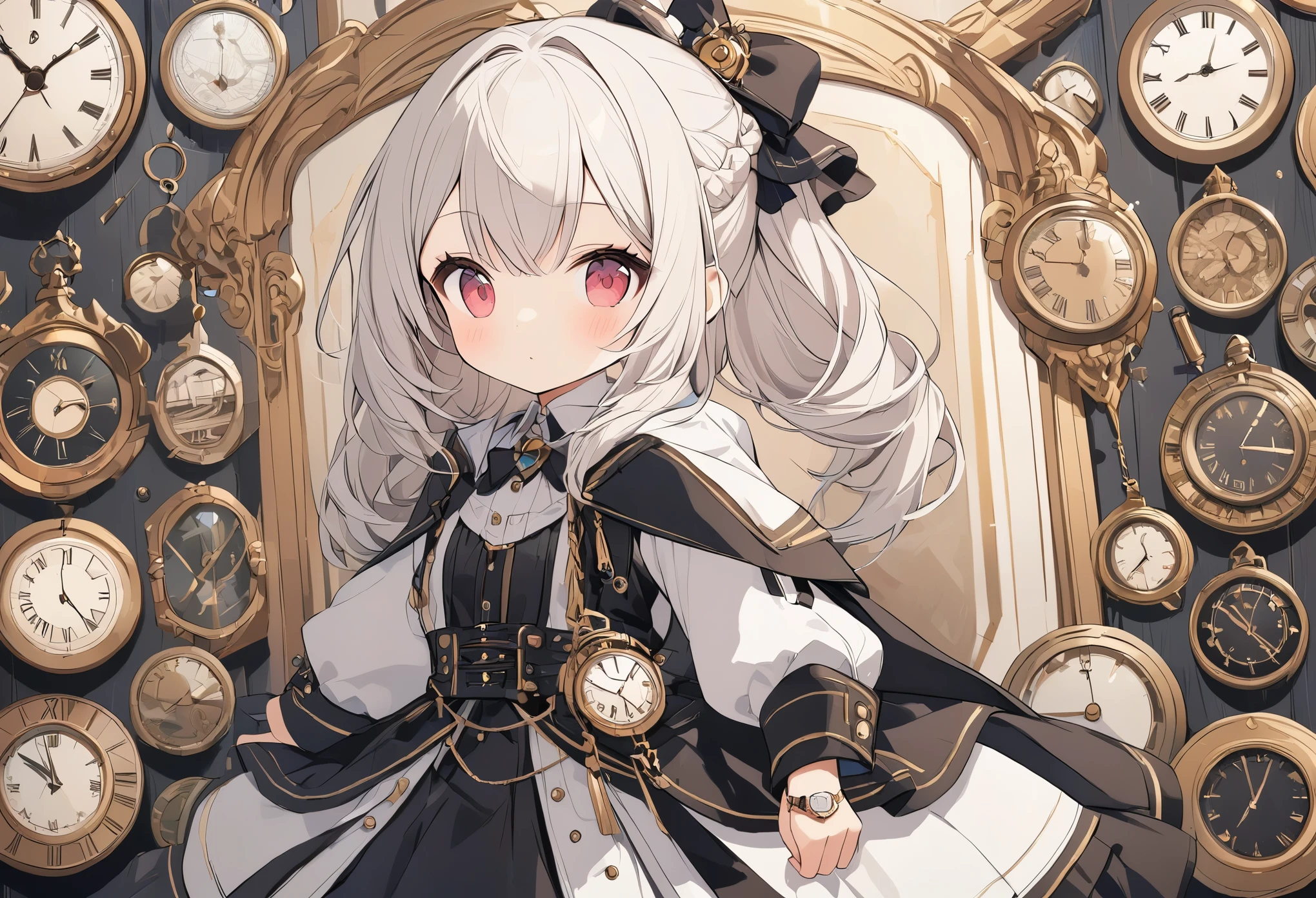 (Ultra high detail:1.2),(Highest quality:1.2),(number々Awards for:1.4),(Very absurd:1.4),(Girl in the watch:1.3),Various clock backgrounds,Fantasy World、Hair color is random、Hairstyle is random、Cute picture,One Girl