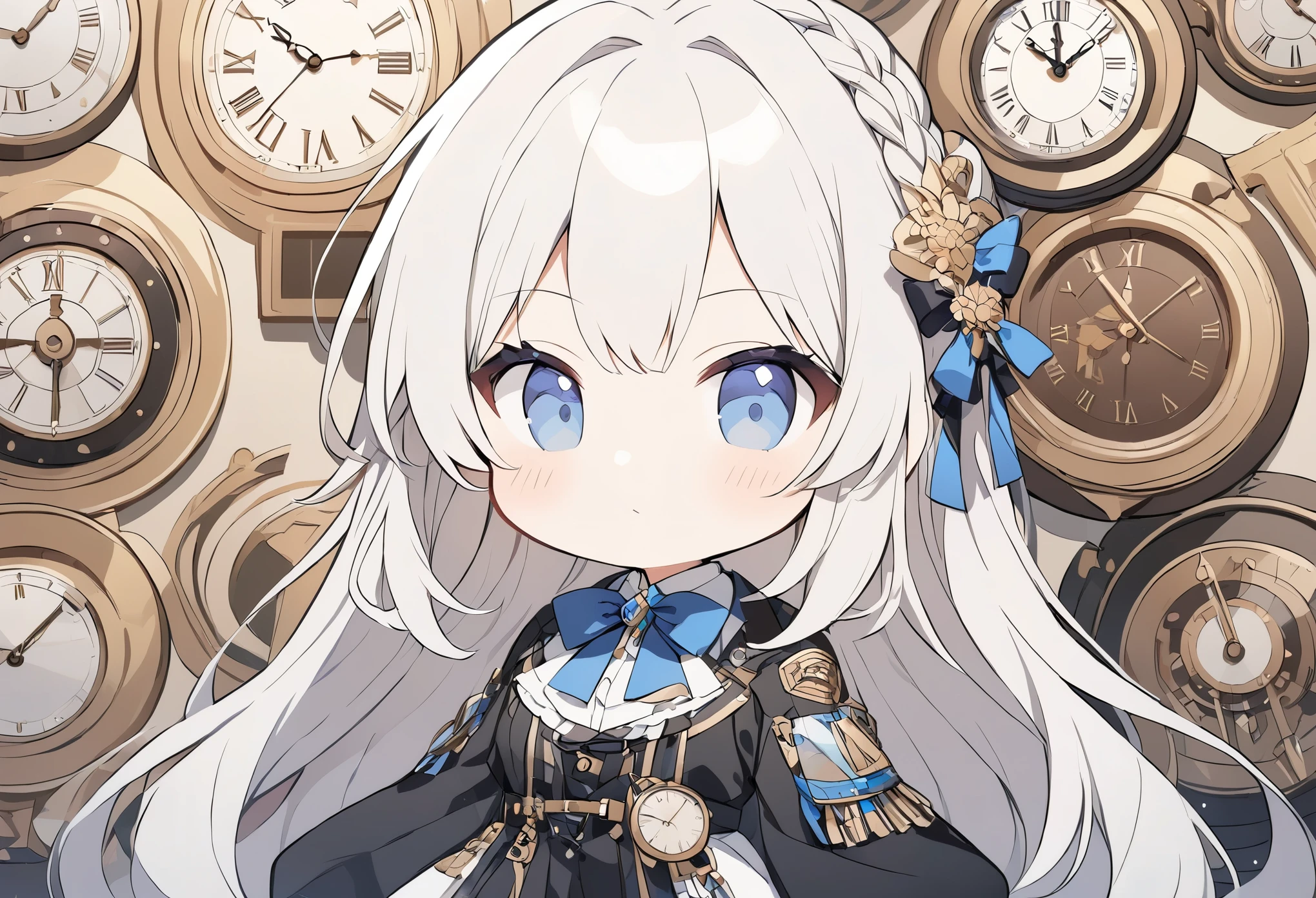 (Ultra high detail:1.2),(Highest quality:1.2),(number々Awards for:1.4),(Very absurd:1.4),(Girl in the watch:1.3),Various clock backgrounds,Fantasy World、Hair color is random、Hairstyle is random、Cute picture,One Girl