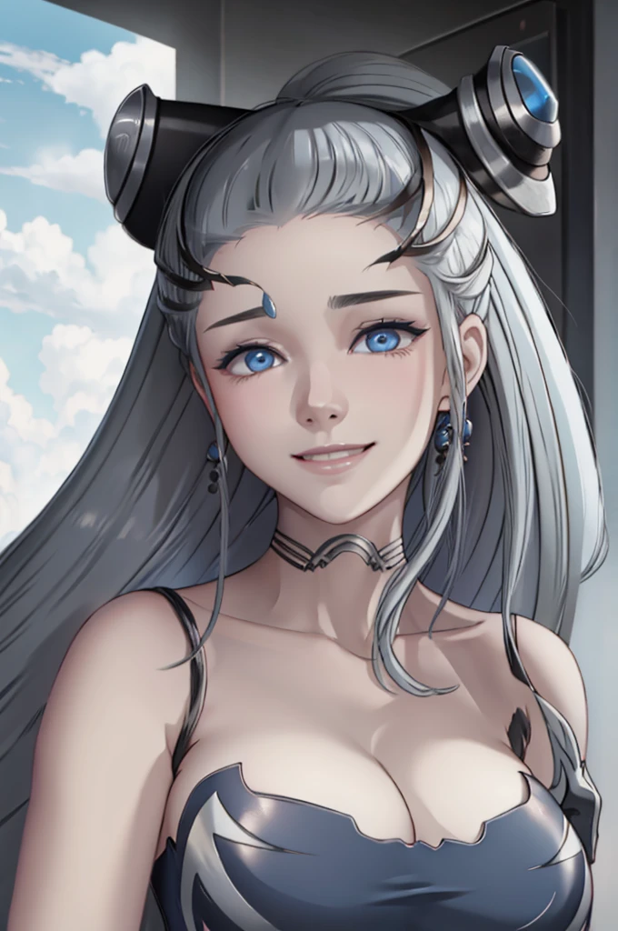 Nudes Eir a gray haired blue eyed woman Smiling 