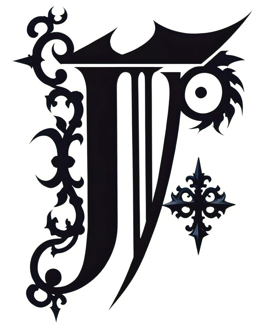 A large and gloomy symbol "Г" in a strict Gothic style surrounded by Gothic ornament, clearly, darkly, in detail, many additional elements in the Gothic style, arrows and sharp spikes, facets and heraldry, full immersion in the Gothic atmosphere