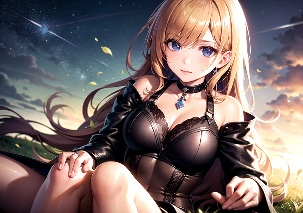 Realistic photos, Focus distance 10mm, Red and white, Are sleeping, Curly blonde hair, Beautiful girl, Rich reddish sky, Realistic photos, Focus distance 10mmで撮影, masterpiece, 最high quality, high quality, Very detailed CG 8k wallpaper unit, Award-winning photography, Bokeh, Depth of written boundary, High resolution, bloom, chromatic aberration, Realistic, Very detailed, Art Station Trends, CGsociety Trends, Complex, High detail, dramatic, Art on the go, volumetric lighting, grass