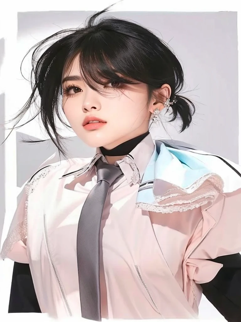 girls with black hair and , tie