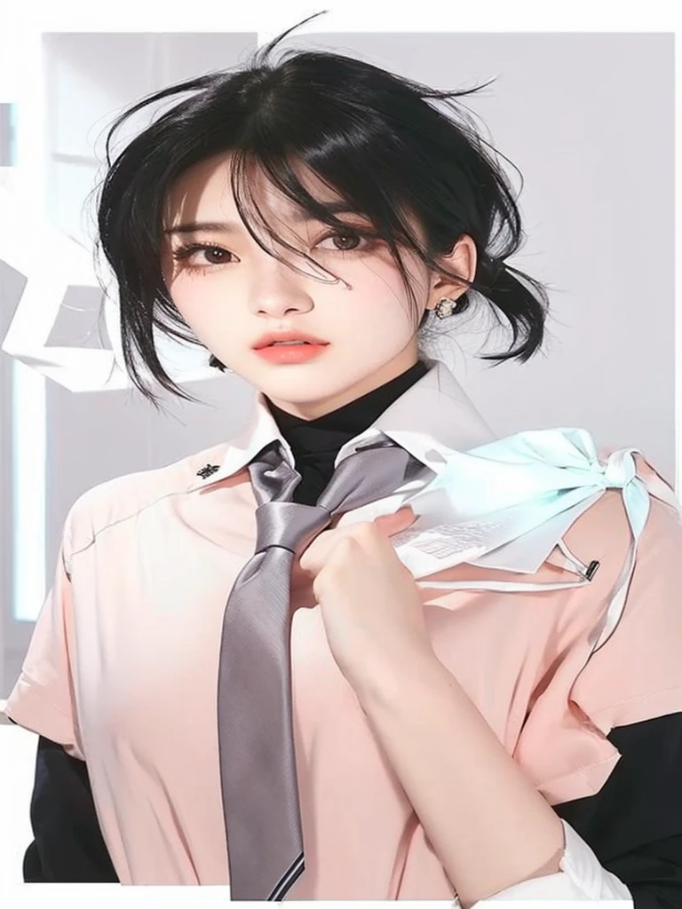  girls with black hair and , tie