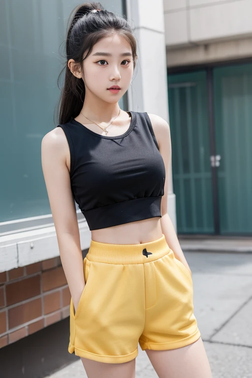 Wear crop tops,Big elementary school student in shorts